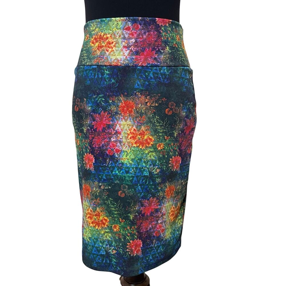 LuLaRoe Cassie Pencil Skirt Multicolor Abstract Floral Bodycon Stretch Women’s S